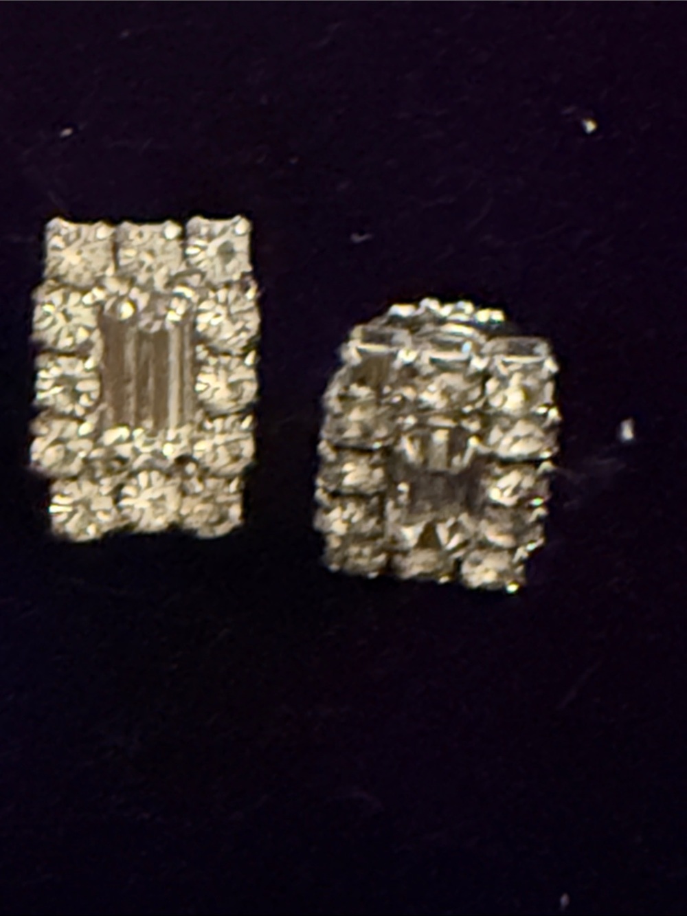Crystal Rectangle Cluster Stud Earrings - Silver Clear